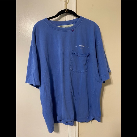 Off-White C/O Virgil Abloh blue tee shirt with pockets AS IS CONDITION XL - Picture 1 of 16